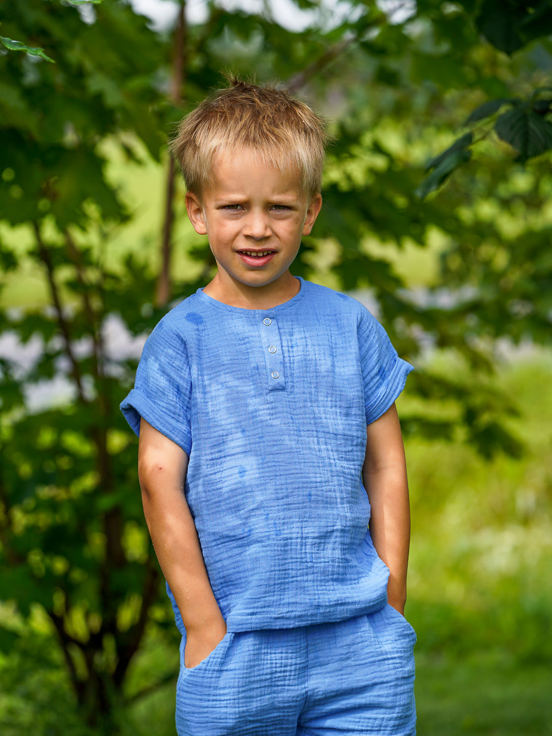 Muslin shirt (short sleeve), Sage