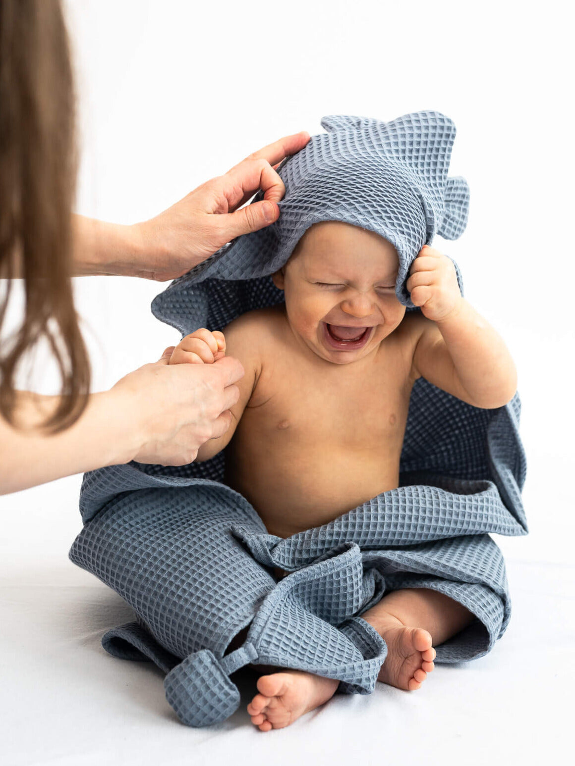 Handduk med huva nalle, Blue