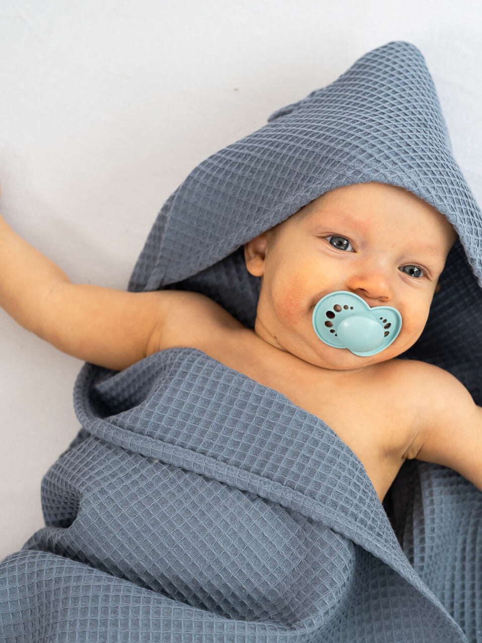 Handduk med huva nalle, Blue