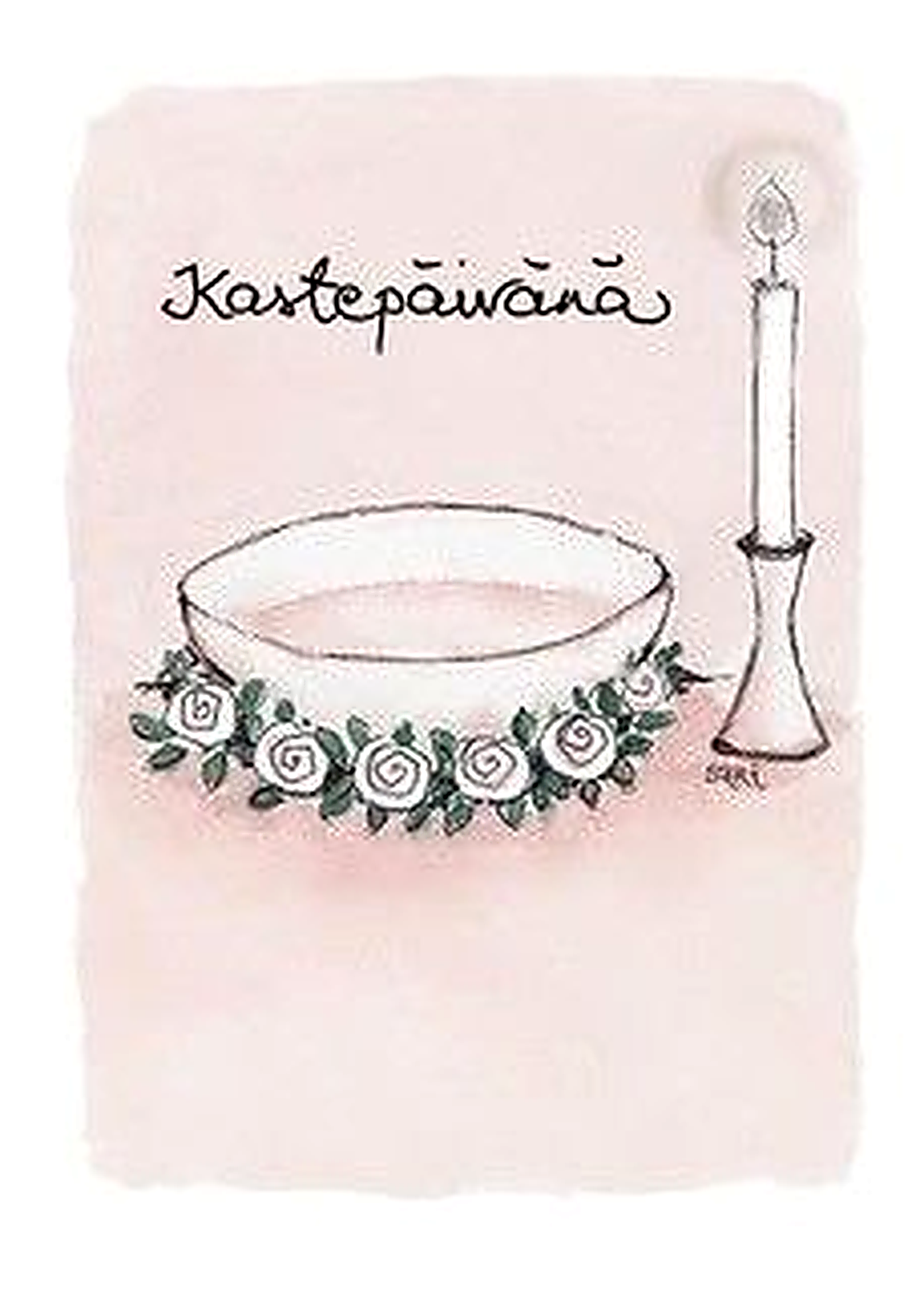 2-osainen kortti - Kastemalja, kastepäivänä punainen