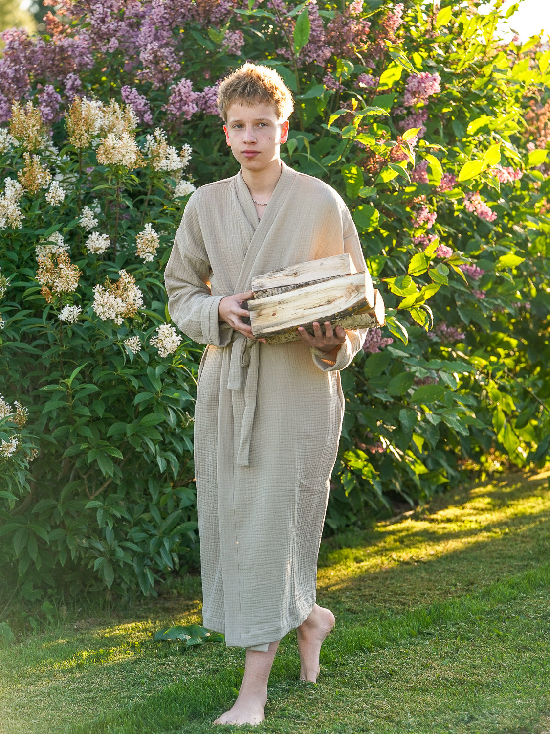Miesten harso-kylpytakki, Green beige