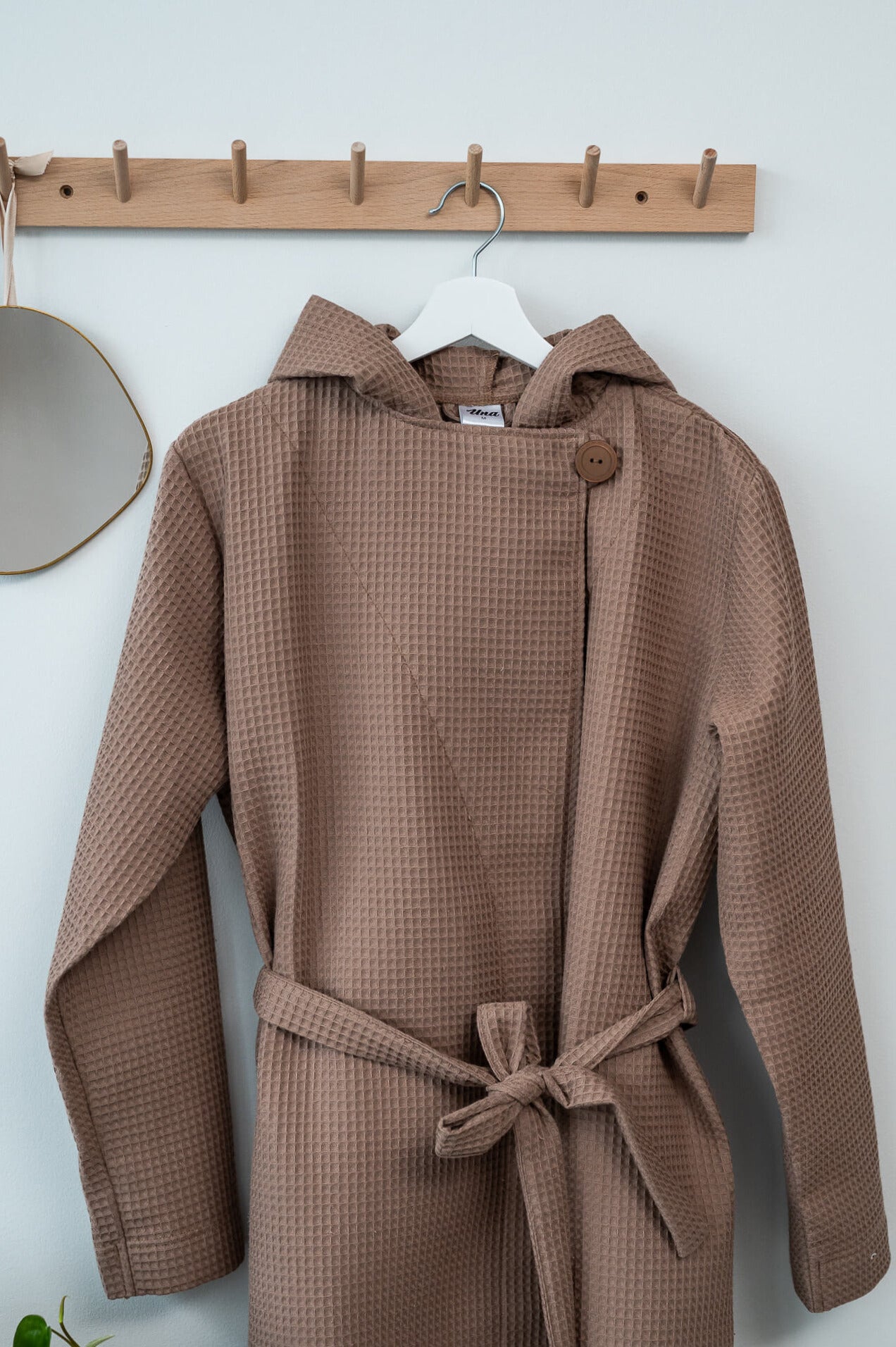 Women's waffle bathrobe, Brown