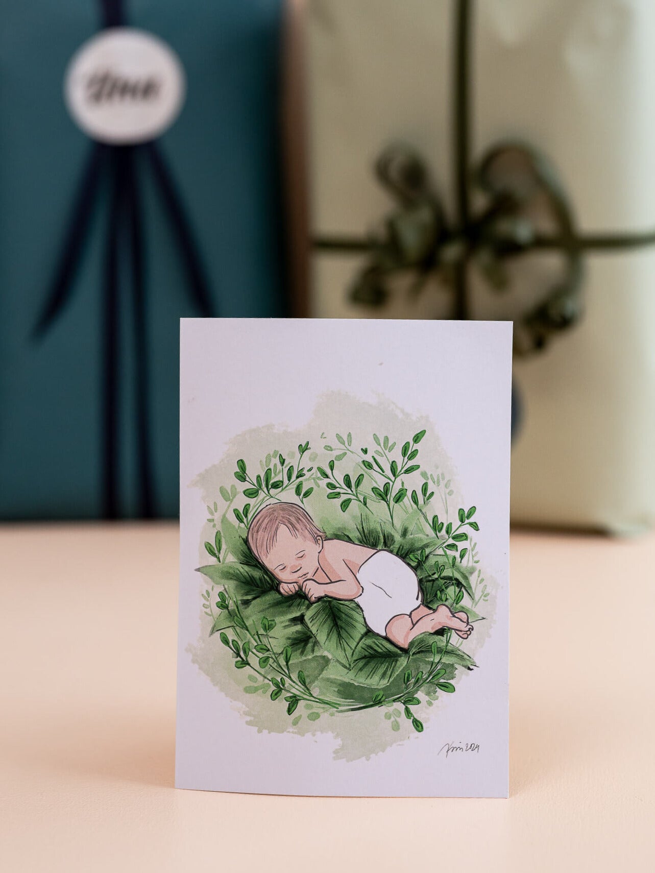 Vauva pesässä -kortti