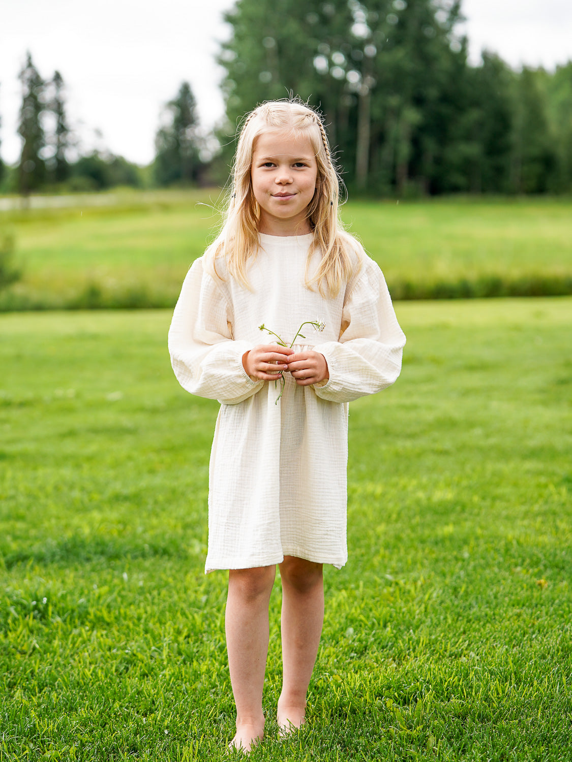 Soft Muslin Children's Dress, Ivory