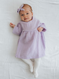 asukuva_harsomekko_pitkahihainen_rusettipanta_sukkahousutsivupitsilla [50/56 - vauva 62 cm / 5,4 kg]