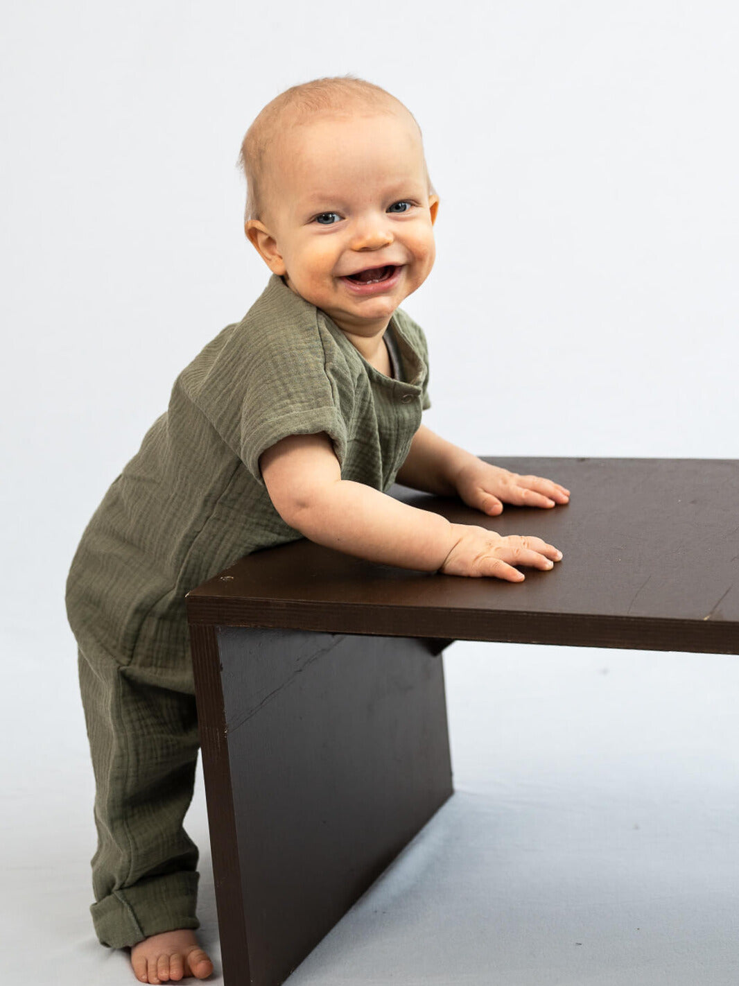 Muslin overall, Olive (kortärmad)