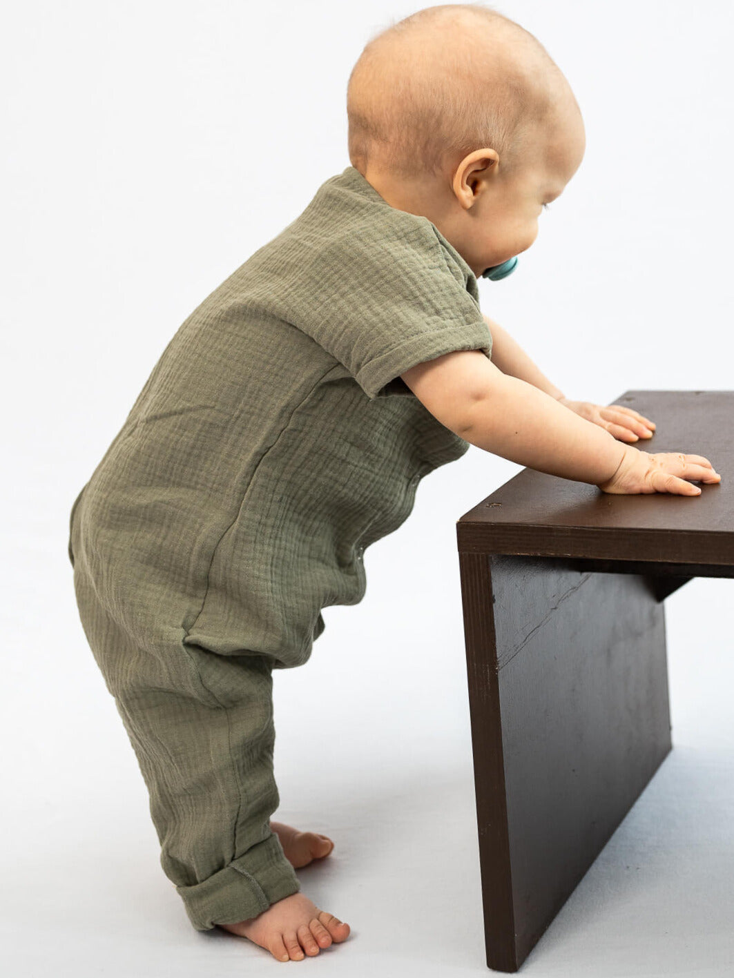 Muslin overall, Olive (kortärmad)