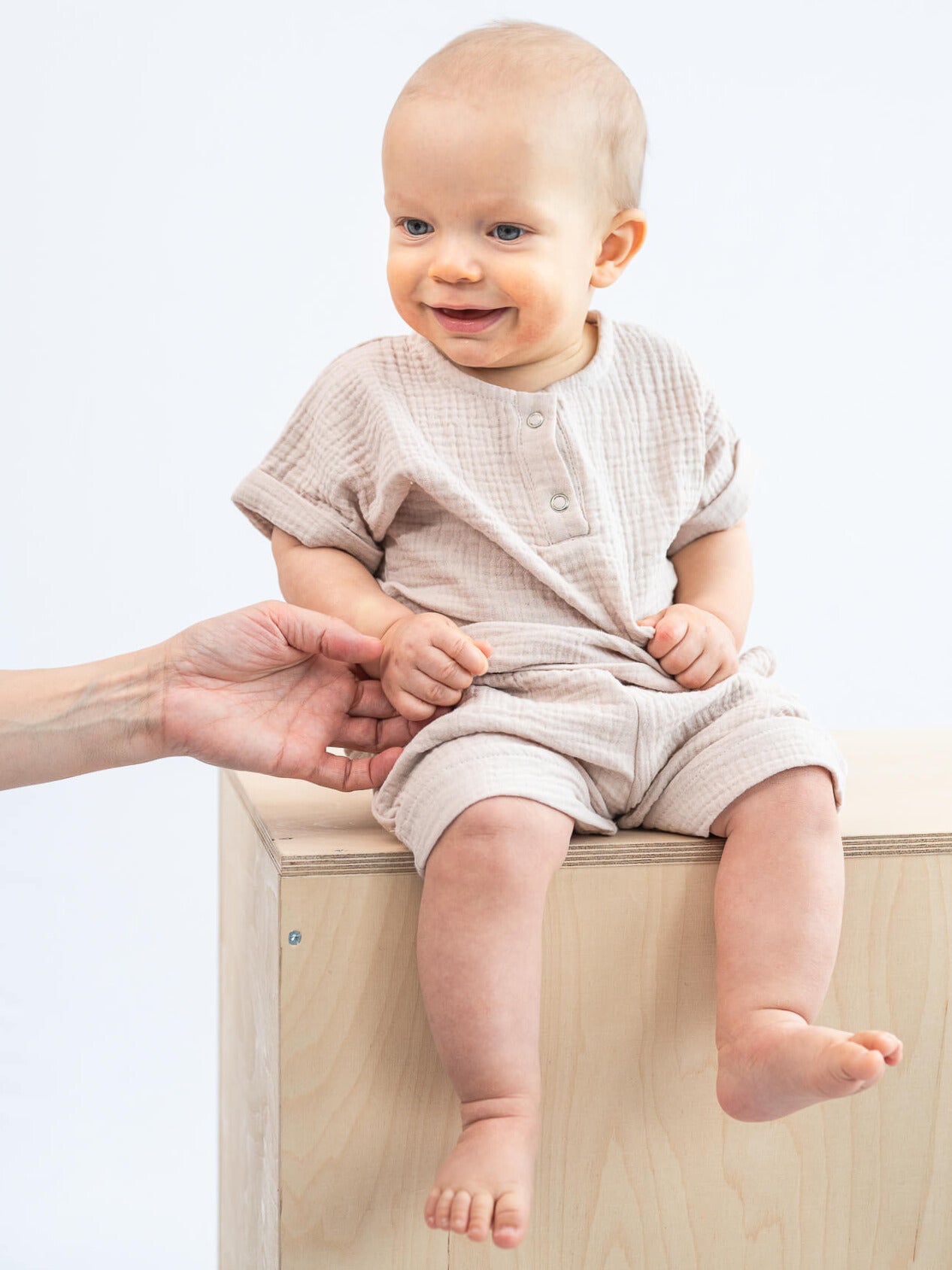 Muslin tröja kortärmad, Beige