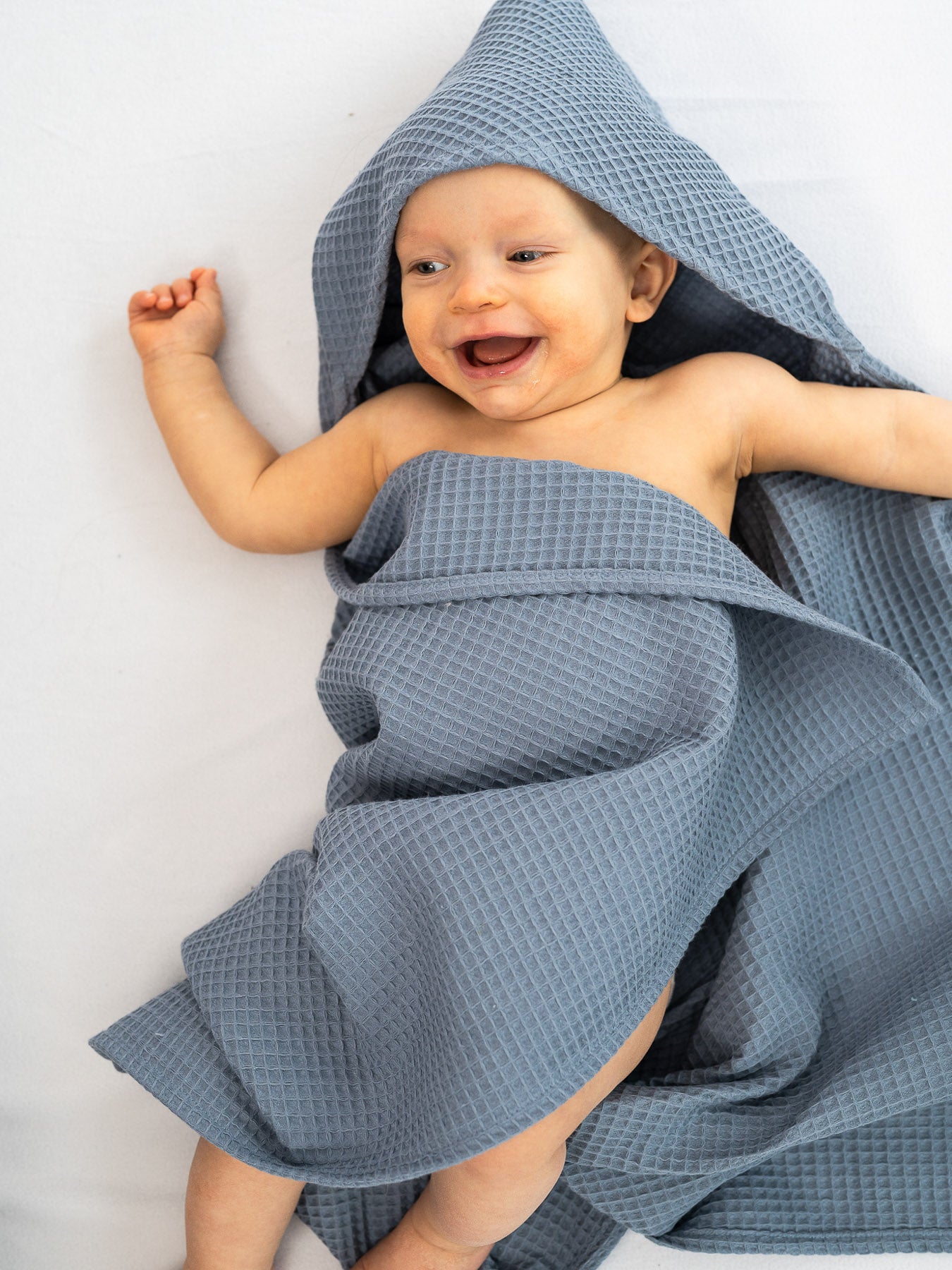 Handduk med huva nalle, Blue