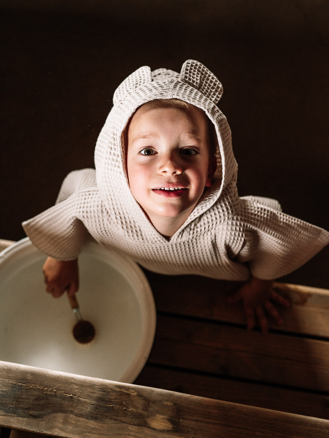 Bath poncho teddy, Light beige