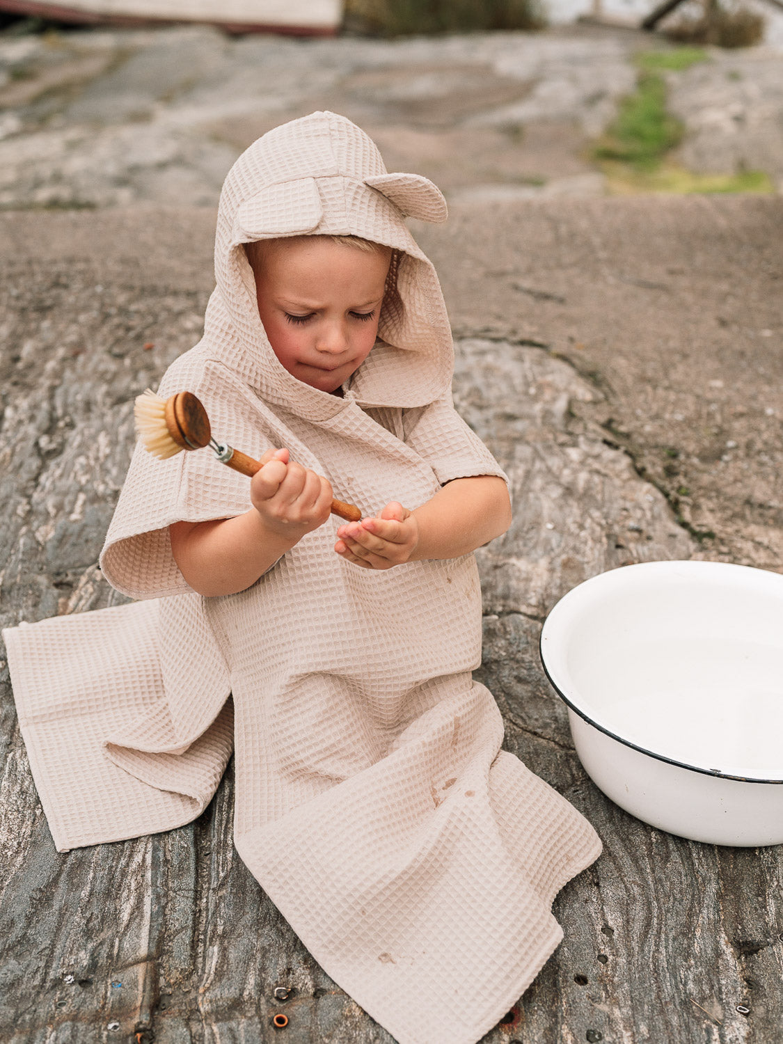 Bath poncho teddy, Light beige